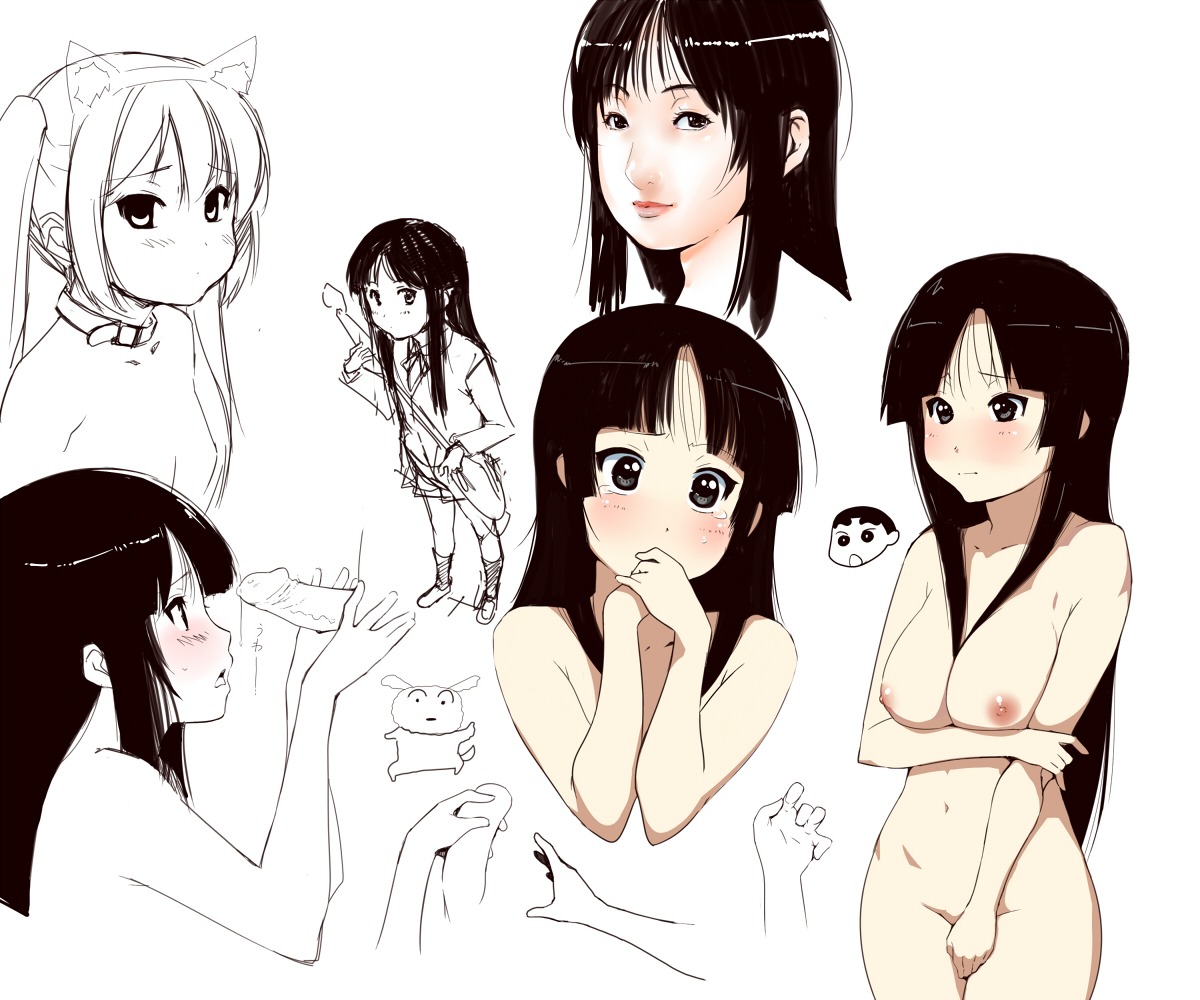 azusa_nakano_(k-on!) female human human_only k-on! mio_akiyama_(k-on!) rule34 sketch_page tagme
