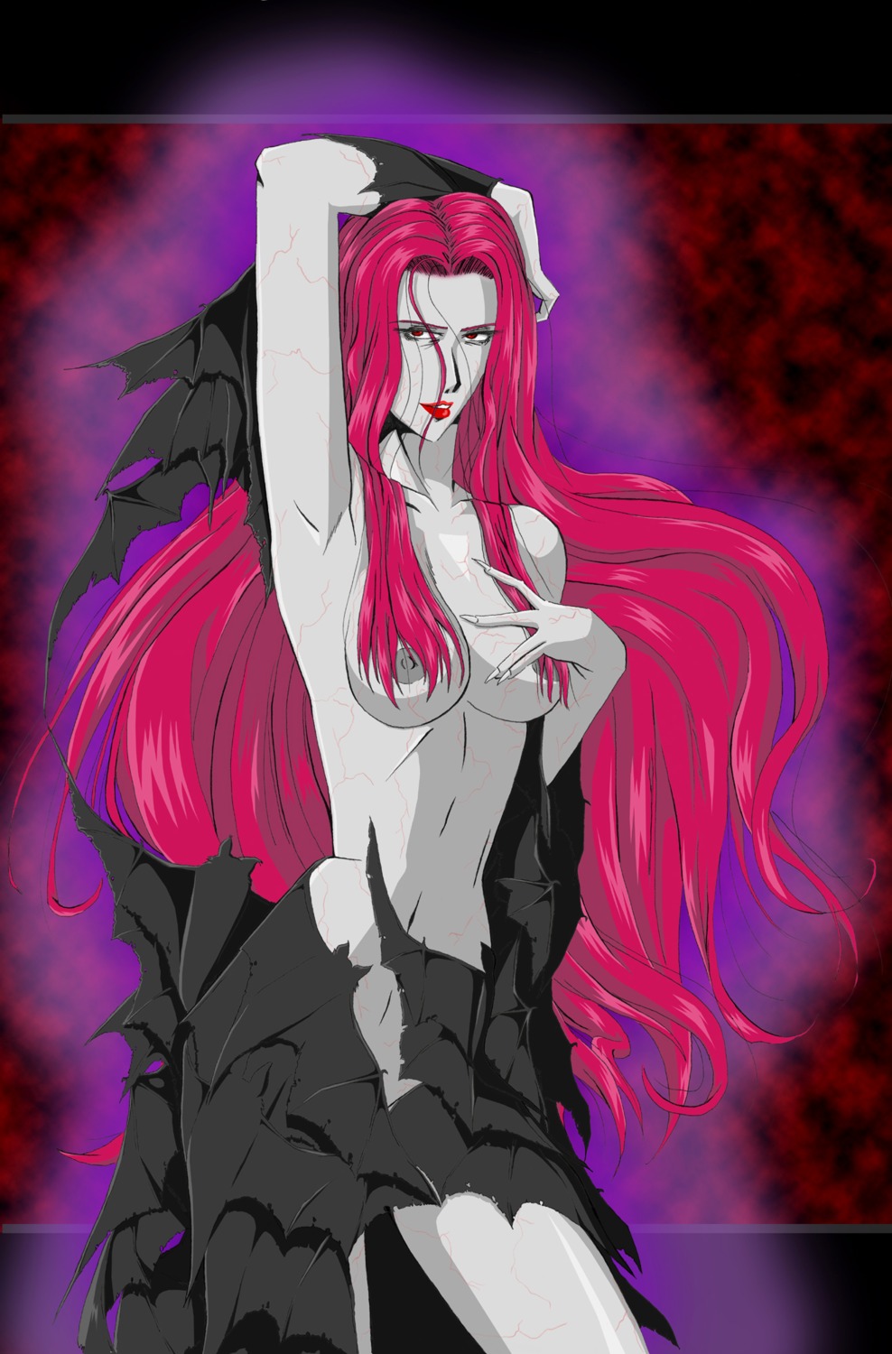 1girls 2d breasts demon demon_girl demon_humanoid demoness devil_may_cry devil_may_cry_(series) devil_may_cry_3 female long_hair nevan nipples pale_skin red_eyes red_hair rule34 tagme veins