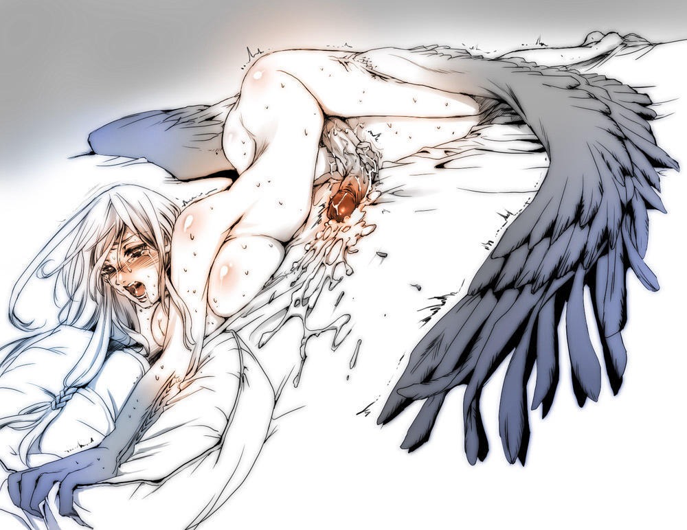 1futa blush censored cum ejaculation feathers female futa_only futanari intersex long_hair masturbation monster_girl nude penis rule34 solo sweat takayama_dan uncensored wings youzan_dan