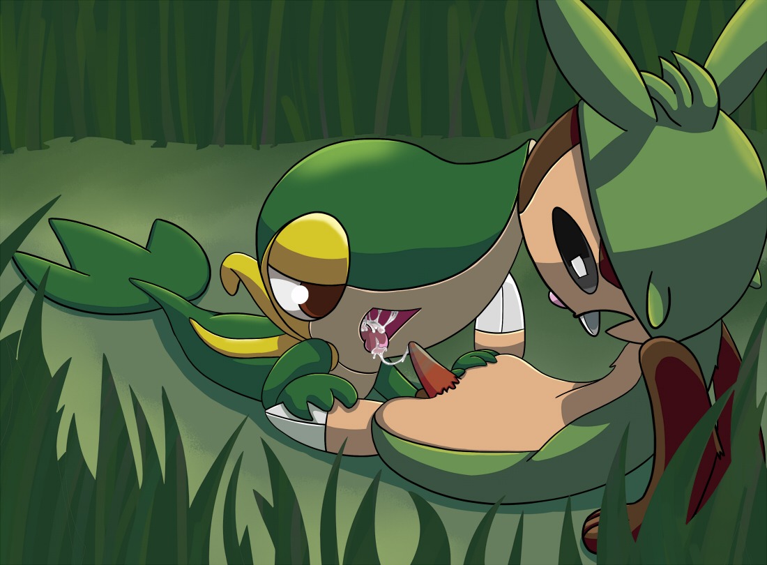 ambiguous_gender bodily_fluids chespin cum cum_string cum_taste duo e621 erection fellatio generation_5_pokemon generation_6_pokemon genital_fluids genitals male nintendo obscuro-phoenix open_mouth oral outside penile penis pokemon pokemon_(species) sex snivy tail tapering_penis tongue tongue_out