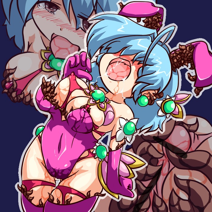 ahe_gao animal_ear arched_back artist_request biosuit blush breasts cum female interspecies open_mouth orgasm parasite pussy pussy_juice rule34 source_request tentacle tongue