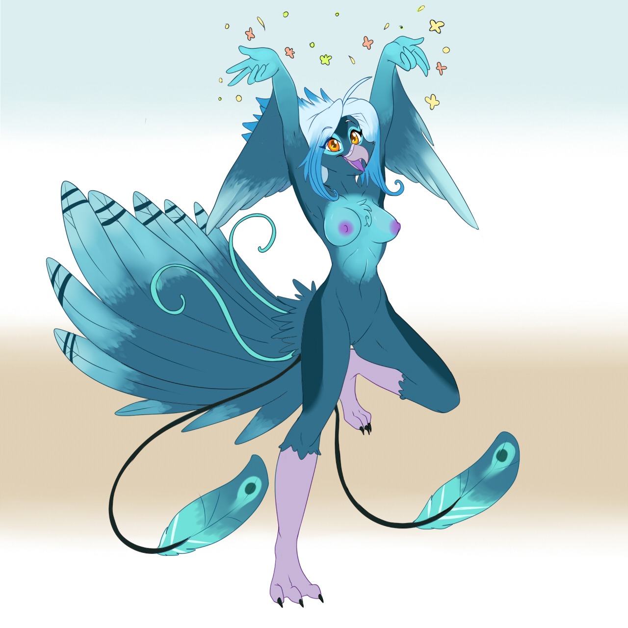 1:1 anthro avian beak bird breasts e621 feathers female genitals hi_res nipples non-mammal_breasts non-mammal_nipples nude phuufy solo vulva