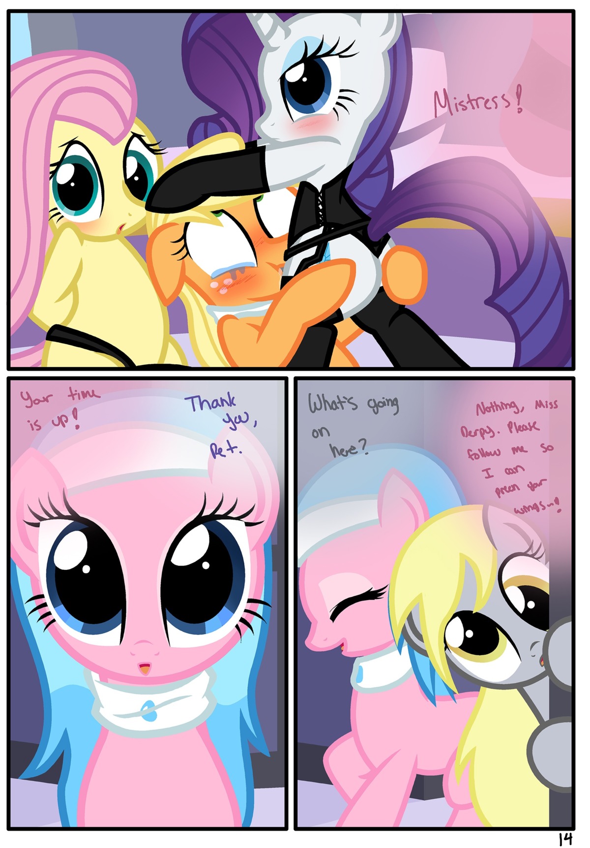 2013 absurd_res aloe_(mlp) applejack_(mlp) blonde_hair blue_eyes blue_hair blush bodily_fluids border comic cutie_mark derpy_hooves_(mlp) dialogue dildo dildo_fellatio e621 earth_pony english_text equid equine female female/female feral fluttershy_(mlp) freckles friendship_is_magic fur green_eyes grey_body grey_fur group hair hasbro hi_res horn horse mammal my_little_pony mythological_creature mythological_equine mythology oral oral_penetration orange_body orange_fur penetration pink_body pink_fur pink_hair pony purple_hair pyruvate rarity_(mlp) sex_toy sex_toy_fellatio strapon strapon_fellatio tears text unicorn white_body white_border white_fur yellow_body yellow_fur