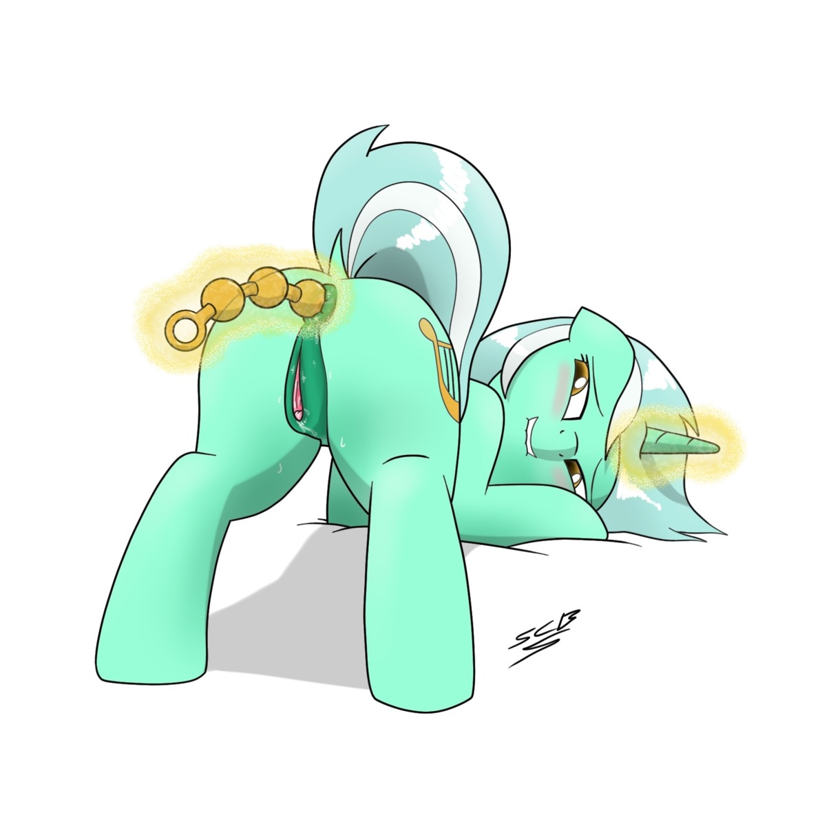 anal anal_beads anal_penetration animal_genitalia animal_vulva anus bite biting_lip biting_own_lip blush bodily_fluids clitoral_winking clitoris cutie_mark dyani-yahto e621 equid equine equine_genitalia equine_vulva female feral friendship_is_magic fur genital_fluids genitals green_body green_fur green_hair hair hasbro hi_res hooves horn lips looking_back lyra_heartstrings_(mlp) magic mammal multicolored_hair my_little_pony mythological_creature mythological_equine mythology penetration raised_tail self_bite sex_toy solo tail two_tone_hair unicorn vaginal_fluids vulva white_hair yellow_eyes
