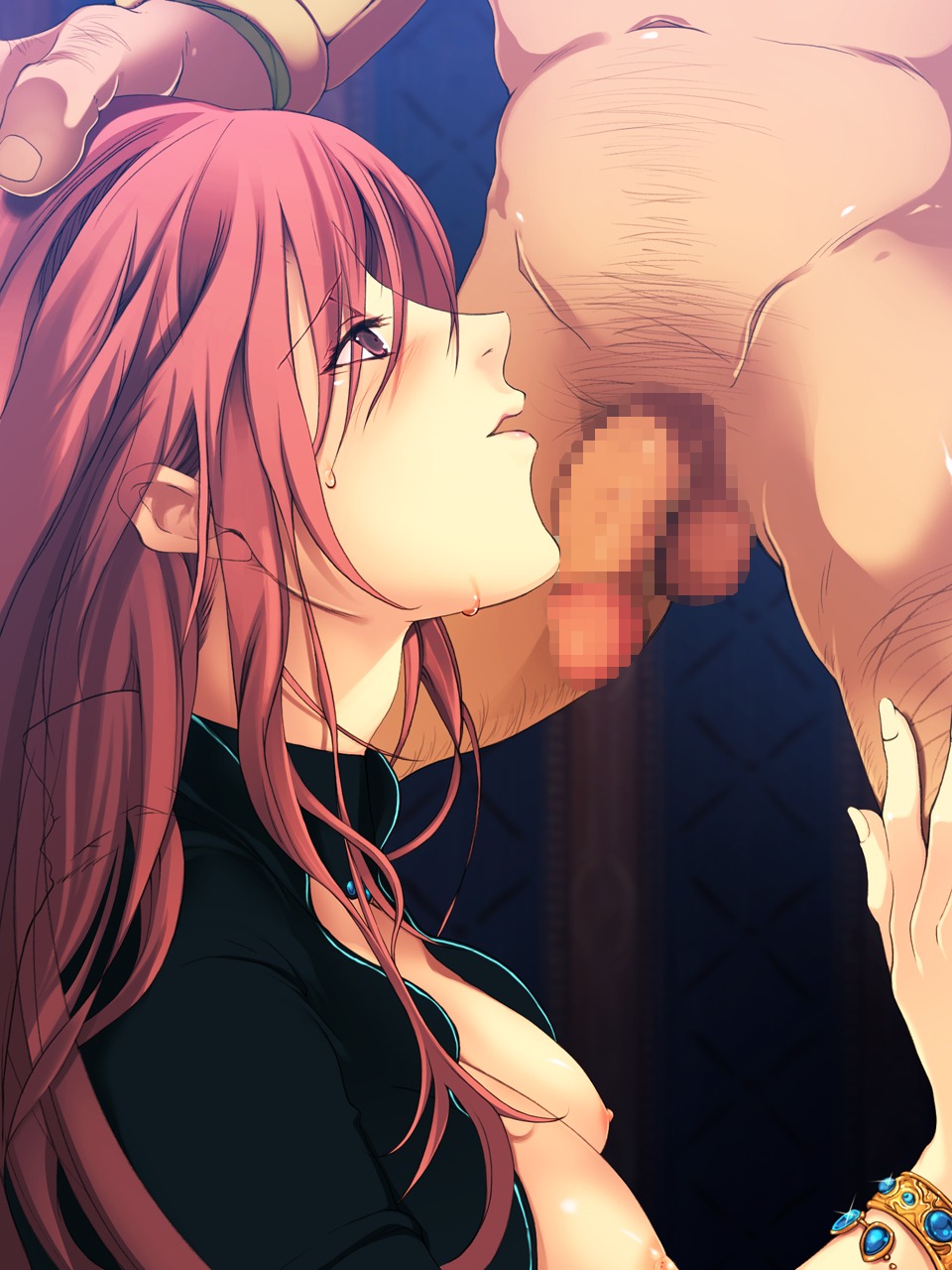 blush breasts censored female highres red_hair reitou_shijimi rule34 shijimi_(osumashi) straight tsuki_no_yoru_no_nemureru_ouhi-sama