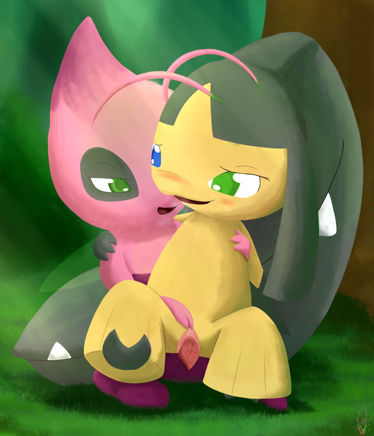 arti4000 arti_(arti4000) artibii_(arti4000) celebi digital_media_(artwork) duo e621 female generation_2_pokemon generation_3_pokemon genitals hair_mouth hi_res humanoid legendary_pokemon male male/female mawile nintendo penetration penile penile_penetration penis penis_in_vagina pokemon pokemon_(species) shiny_pokemon vaginal vaginal_penetration