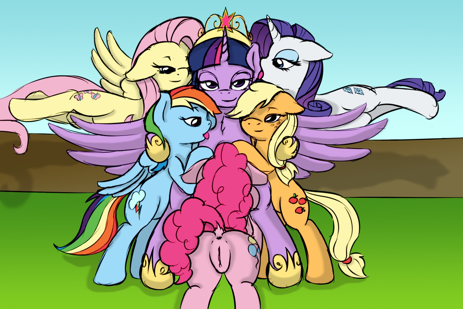 2014 3:2 anus applejack_(mlp) blonde_hair blue_body blue_eyes blue_feathers blue_fur butt chest_tuft cunnilingus cutie_mark digital_media_(artwork) e621 earth_pony equid equine faceless_character faceless_female fearingfun feathered_wings feathers female female/female feral fluttershy_(mlp) freckles friendship_is_magic fur genitals green_eyes group hair half-closed_eyes hasbro horn horse licking looking_at_viewer lying mammal multicolored_hair multicolored_tail my_little_pony mythological_creature mythological_equine mythology narrowed_eyes on_side oral pegasus pink_hair pinkie_pie_(mlp) pony purple_body purple_eyes purple_fur purple_hair rainbow_dash_(mlp) rainbow_hair rainbow_tail rarity_(mlp) sex tail tongue tongue_out tuft twilight_sparkle_(mlp) two_tone_hair unicorn vaginal vulva winged_unicorn wings yellow_body yellow_feathers