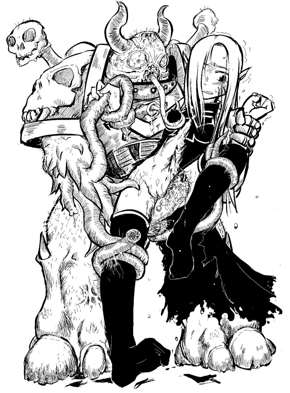 1boy 1girls aeldari chaos_(warhammer) chaos_space_marine chink dawn_of_war eldar farseer farseer_macha female long_tongue male nurgle plague_marine power_armor rule34 straight tentacle tongue warhammer_(franchise) warhammer_40k