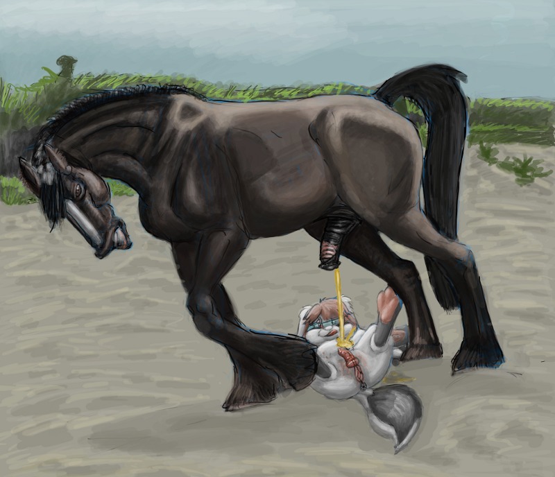 anus beastiality equine feral furry gay gdane horse horsecock male male/male peeing peeing_on_another penis rule34 urine urine_on_belly
