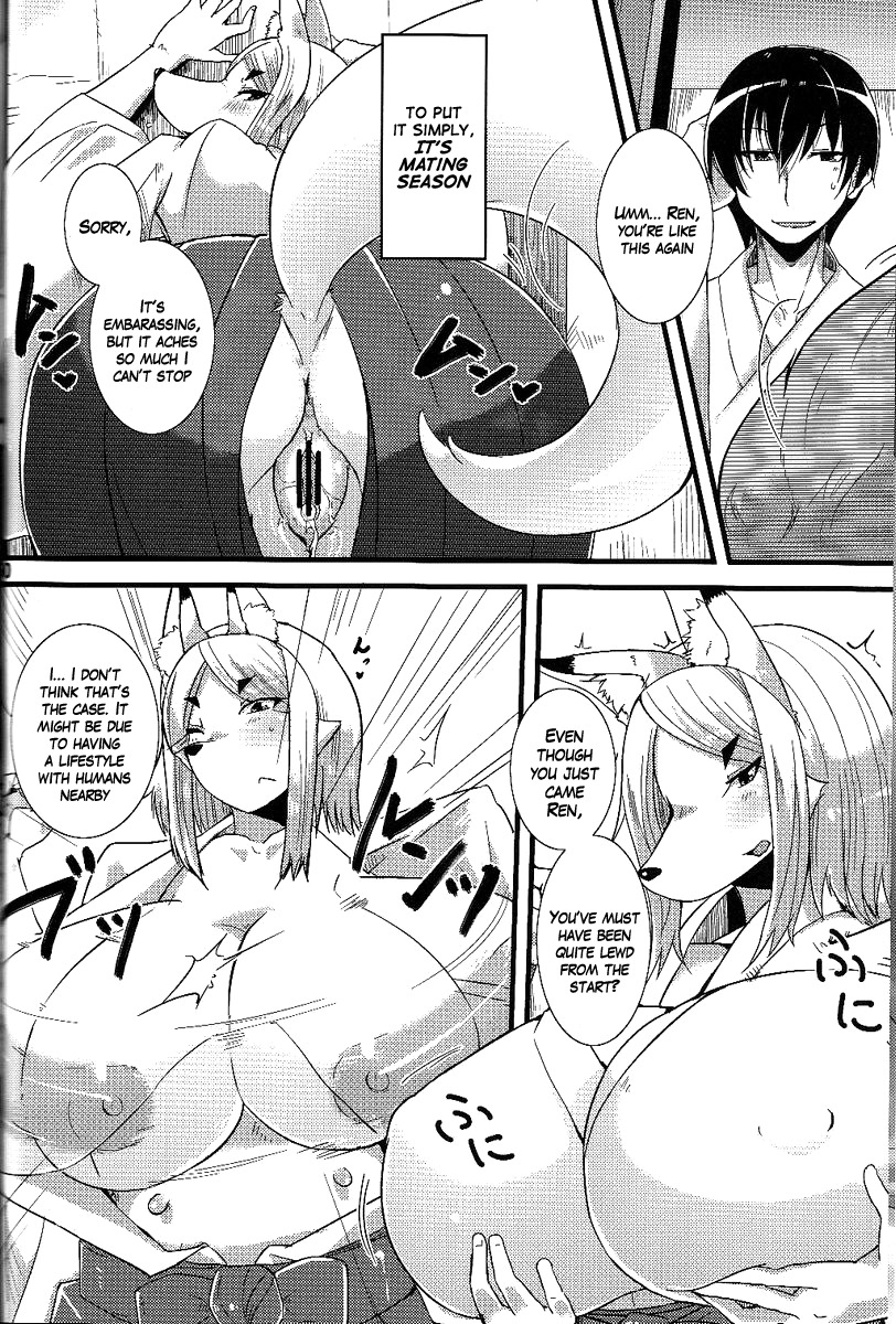 anthro areola asian_clothing asian_mythology big_breasts big_butt blush bodily_fluids breasts butt canid canine censored cleavage clothed clothing comic duo e621 east_asian_clothing east_asian_mythology english_text female fox fur genital_fluids genitals greyscale hair hi_res huge_breasts human japanese_clothing japanese_mythology kemono kimono long_hair male mammal monochrome mythology nipples presenting shrine_maiden tail text vaginal_fluids vulva yuuki_yuma