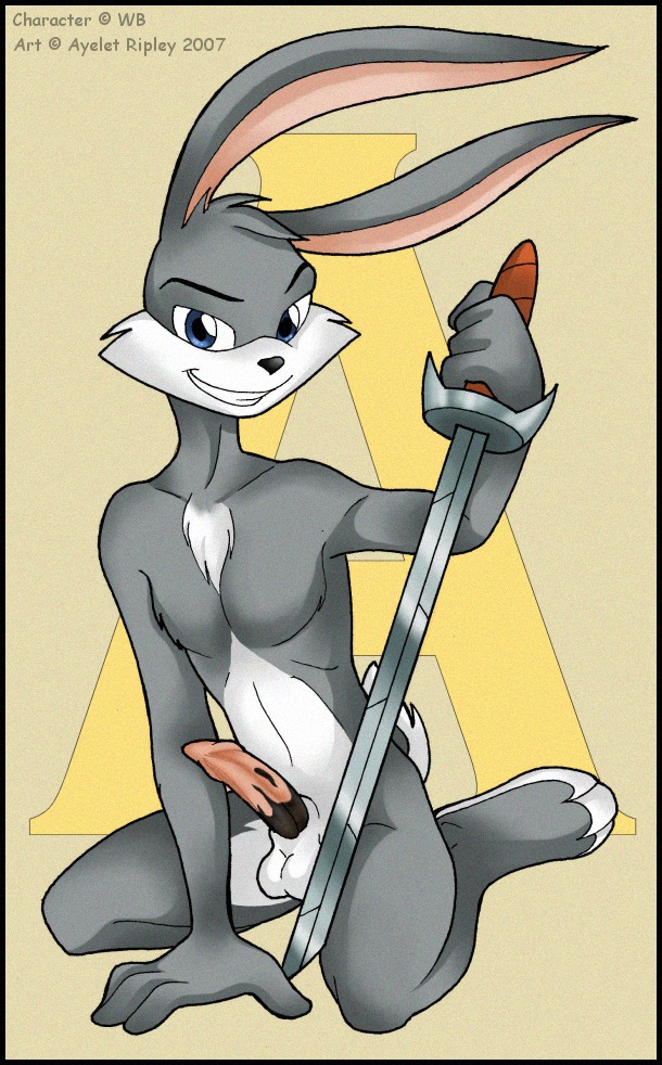 2007 ace_bunny anthro balls front_view grey_fur loonatics_unleashed male male_only nude penis rabbit rule34 sitting smile solo sword tagme