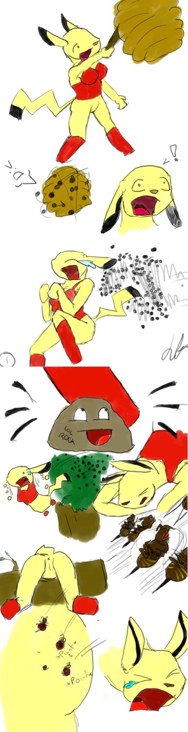 animate_inanimate anthro anthrofied anus arthropod awesome_face bee bee_sting bodily_fluids breasts butt crying death digital_media_(artwork) e621 female fml fur generation_1_pokemon genitals grandfathered_content group hi_res hymenopteran insect mammal meme nintendo pain pikachu pokemon pokemon_(species) pokemorph rodent running scared solo_focus sting tail tears unknown_artist vulva yellow_body yellow_fur