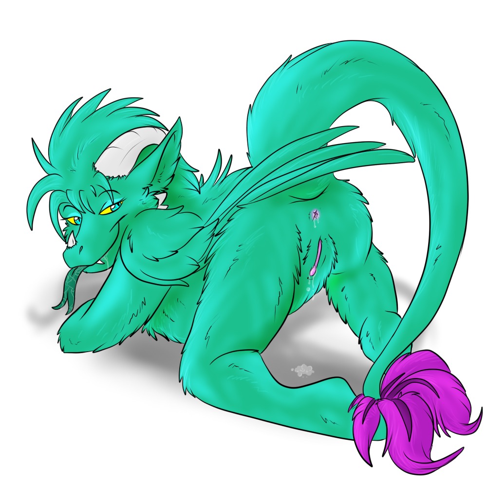 1:1 all_fours anthro anus butt dragon drakeniea_tearfall dripping e621 female forked_tongue fur furred_dragon furred_scalie genitals horn kuroryushin-kuma looking_back mythological_creature mythological_scalie mythology nude presenting presenting_hindquarters raised_tail rear_view scalie simple_background solo tail three-quarter_view tongue tongue_out vulva wet white_background