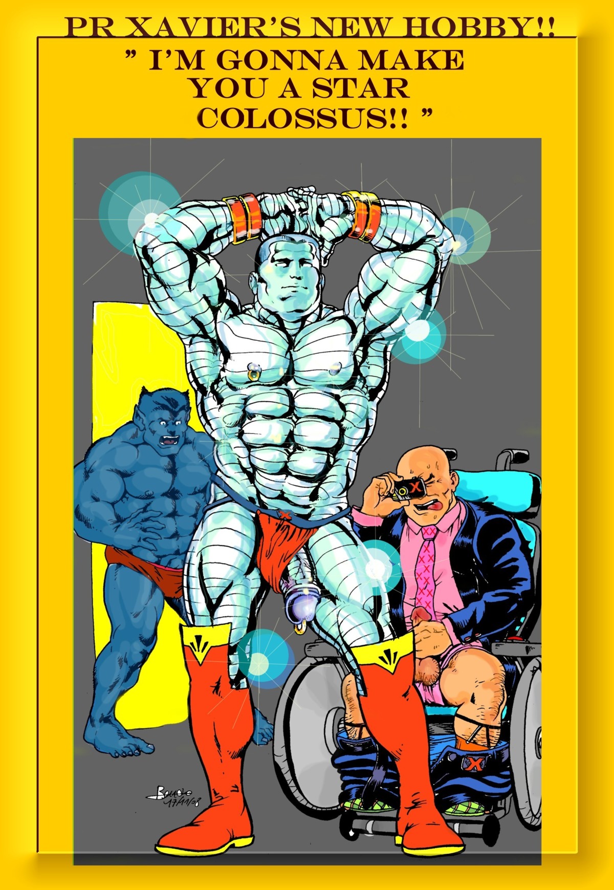 3boys abs anthro bald balls bara beast_(x-men) biceps black_hair boner boots bruno_b camera charles_xavier colossus erect_nipples erection flaccid furry gay genital_piercing handjob hank_mccoy holding_penis jockstrap male male_only marvel marvel_comics masturbation multiple_males muscles muscular nipple_piercing nipples open_mouth pants_around_ankles pants_down pecs penis penis_out penis_piercing piercing piotr_rasputin prince_albert_piercing professor_xavier rule34 shorts_aside testicles tie tongue tongue_out underwear_aside wheelchair x-men yaoi