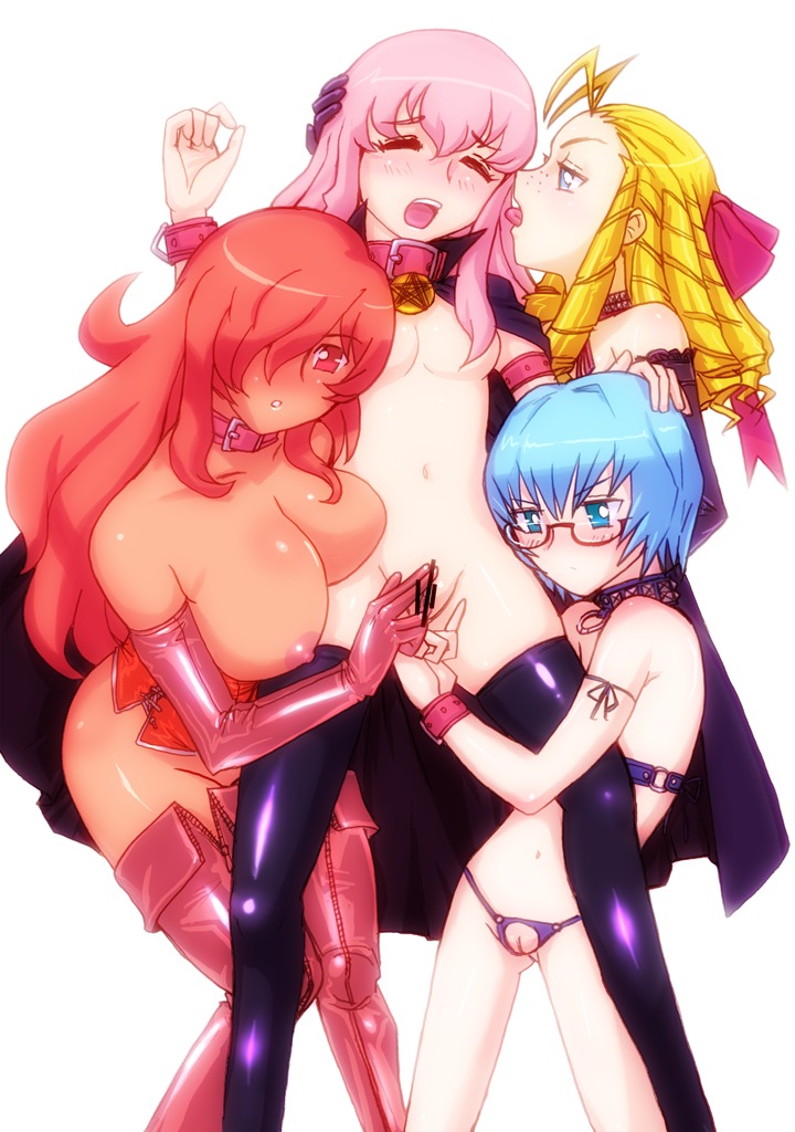 4girls bar_censor bb blush bow breasts censored clothing collar crotchless_panties dark_skin female fingering glasses gloves kirche_augusta_frederica_von_anhalt_zerbst large_breasts latex_gloves louise_francoise_le_blanc_de_la_valliere montmorency_margarita_la_fere_de_montmorency multiple_females multiple_girls panties pussy rule34 small_breasts stockings tabitha_(zero_no_tsukaima) thighhighs underwear yuri zero_hime zero_no_tsukaima zettai_ryouiki