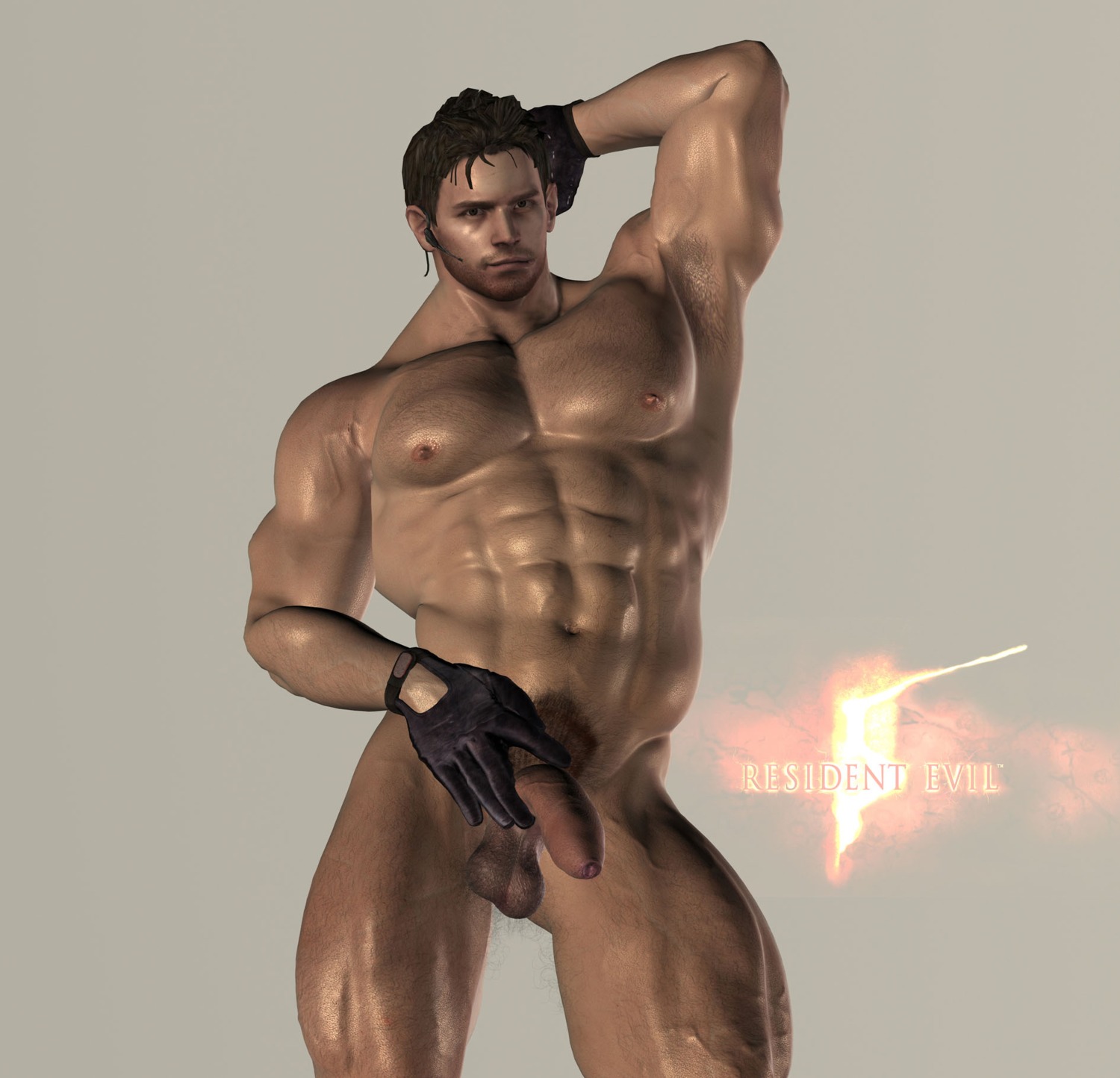 3d balls capcom chris_redfield foreskin hairy_balls human male male_only penis resident_evil resident_evil_5 rule34 solo uncircumcised