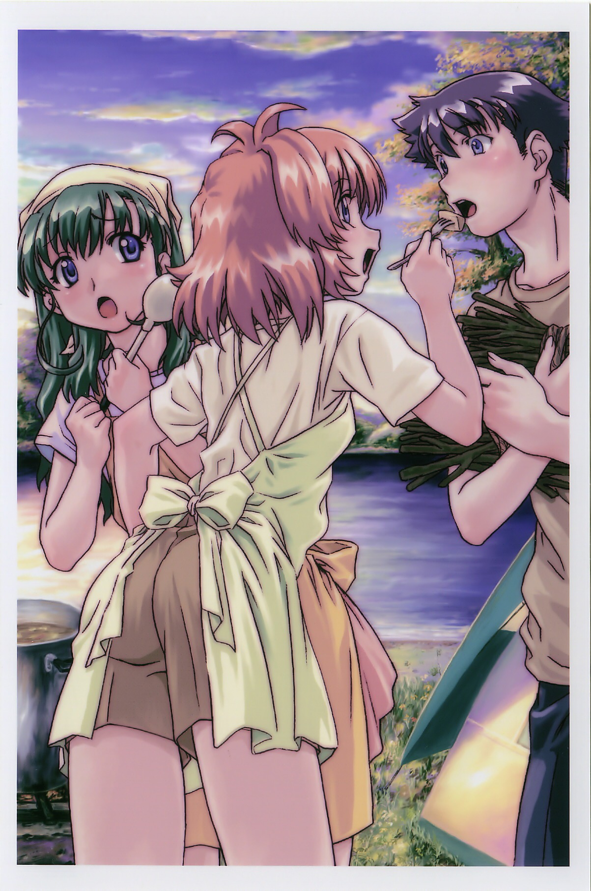 apron clothing female highres kamishiro_maiku miyafuji_miina onegai_twins onodera_karen rule34