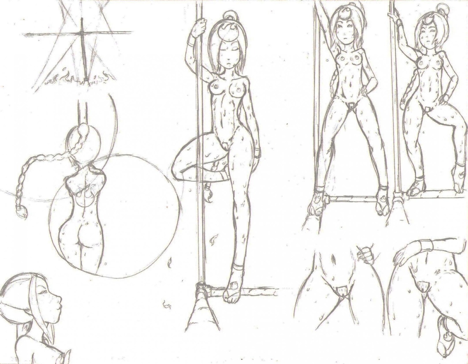 avatar_the_last_airbender azula breasts female monochrome pubic_hair rule34 sketch sketch_page small_breasts straight_hair tagme travis_green ty_lee