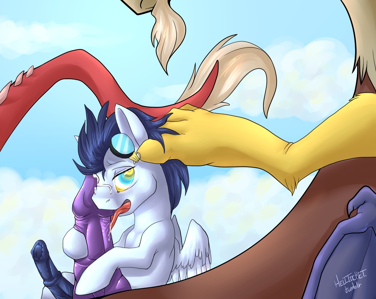 2013 blue_body blue_feathers blue_fur blue_hair chimera cloud discord_(mlp) draconequus duo e621 equid equine erection eyewear feathered_wings feathers feral friendship_is_magic fur genitals goggles hair hasbro hellticket hypnosis licking male male/male male_penetrated male_penetrating male_penetrating_male mammal membrane_(anatomy) membranous_wings mind_control my_little_pony mythological_creature mythological_equine mythology nude oral outside pegasus penetration penile penis penis_grab penis_lick sex size_difference sky skyscape soarin_(mlp) spiral spiral_eyes tail tail_tuft tongue tongue_out tuft wings wonderbolts_(mlp)
