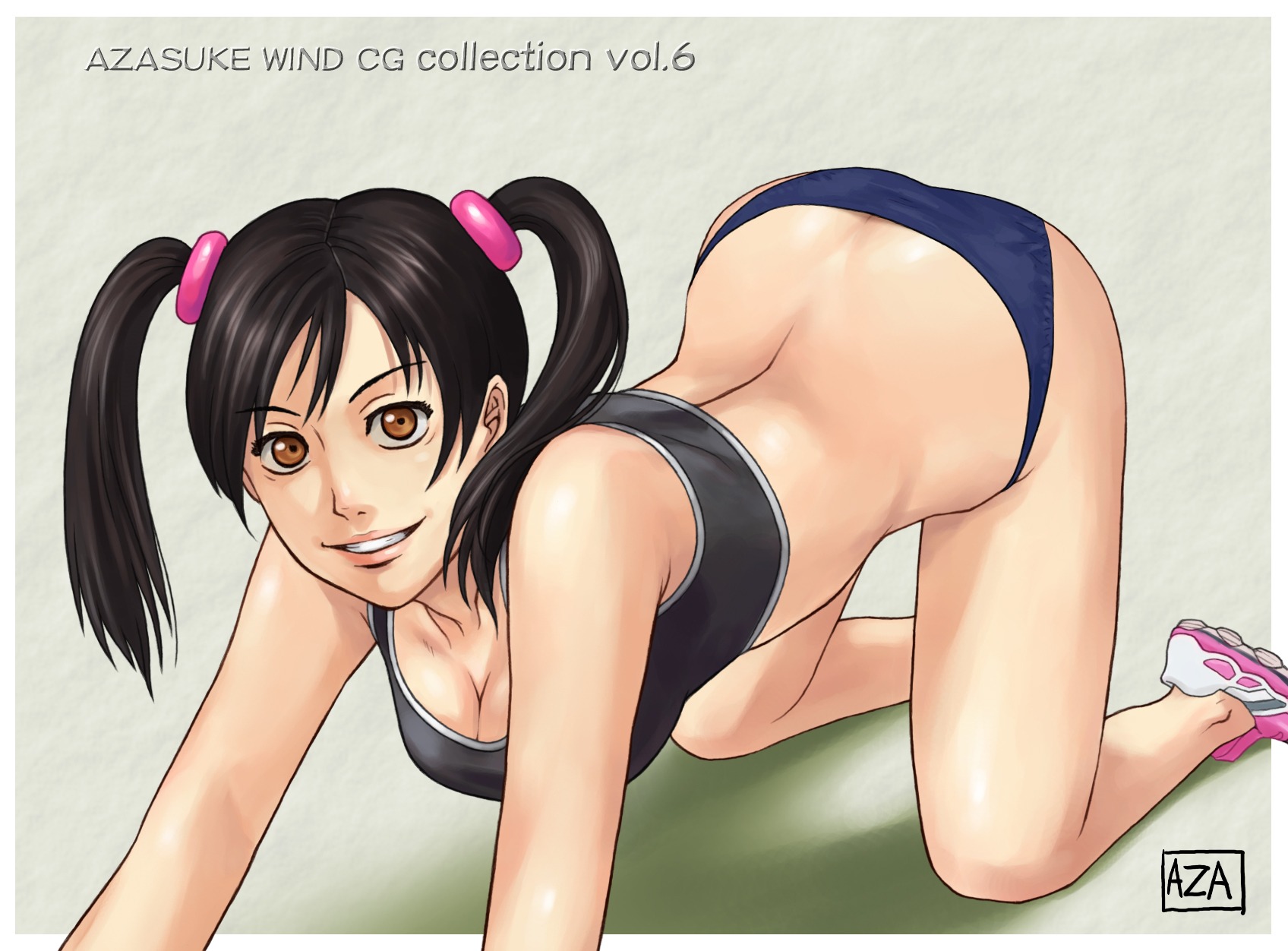 all_fours azasuke blue_panties female highres ling_xiaoyu namco rule34 tekken tekken_3 tekken_4 tekken_tag_tournament tied_hair twintails