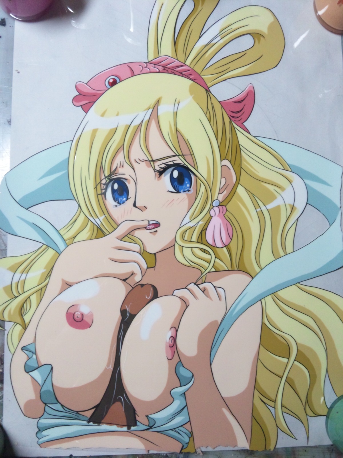 1boy 1girls artist_request blonde_hair blue_eyes blush breasts color dark-skinned_male dark_skin earrings female finger_on_mouth hasamimushi high_resolution jewelry male merfolk mermaid monster_girl one_piece paizuri penis photo_(medium) princess rule34 scissor_insect shirahoshi solo_focus straight uncensored