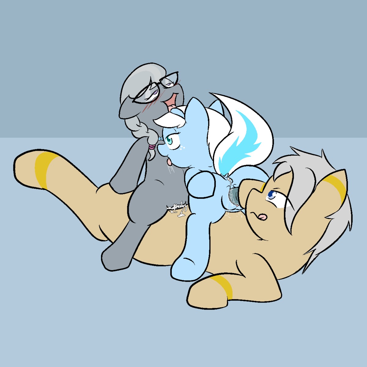 1:1 2012 anus blush bodily_fluids canon_x_oc cowgirl_position cum cum_in_ass cum_in_vagina cum_inside digital_media_(artwork) e621 earth_pony equid equine eyewear fan_character female feral freckles friendship_is_magic from_front_position fur genital_fluids genitals glasses grey_body grey_fur grey_hair group hair hasbro hi_res horse licking male male/female mammal multicolored_hair my_little_pony on_bottom on_top open_mouth penetration pony reverse_cowgirl_position sex shenhibiki silver_spoon_(mlp) simple_background size_difference straddling tail tongue tongue_out two_tone_hair vaginal vaginal_penetration vulva young young_female young_feral
