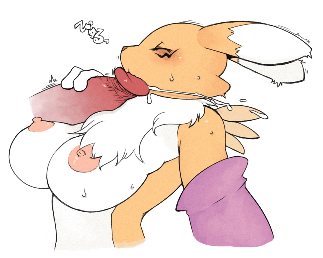 anthro armwear bandai_namco blush bodily_fluids breasts bridal_gauntlets canid canine chest_tuft clothing cum digimon digimon_(species) duo e621 erection eyes_closed facial_markings fellatio female female_focus female_penetrated fur genital_fluids genitals half-length_portrait head_markings human humanoid_genitalia humanoid_penis male male/female male_penetrating male_penetrating_female mammal markings mostly_nude nipple_dip nipples oral oral_penetration penetration penile penis portrait renamon sex simple_background sindoll solo_focus sweat tuft white_background white_body white_fur yellow_body yellow_fur