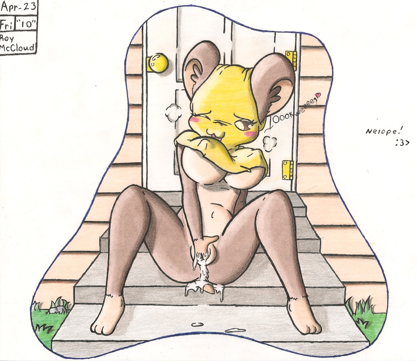 anthro biped blush bodily_fluids breasts cricetid cum e621 exhausted female fingering fingering_self genital_fluids genitals hamster hamtaro_(series) hi_res mammal masturbation nipples orgasm penelope_(hamtaro) rodent roy_mccloud satisfied simple_background sitting solo spread_legs spreading vaginal vaginal_masturbation vulva white_background