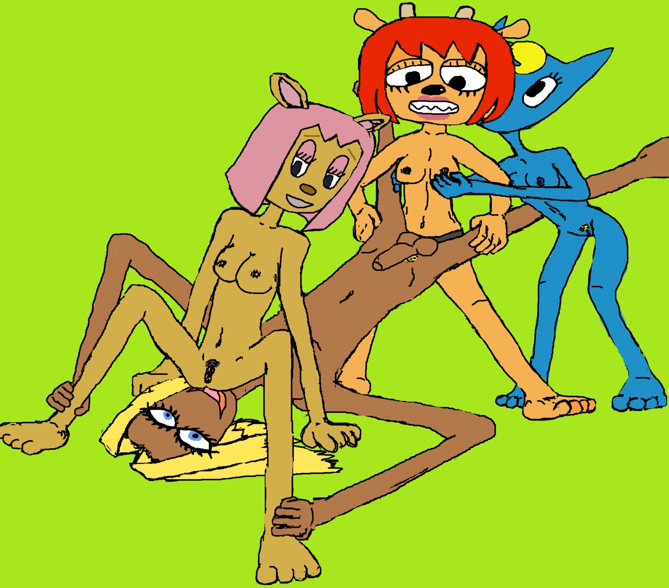 anthro anthro_only canine caprine cat cunnilingus dj feline female fox katy_kat lammy_lamb leon_montana male mammal oral paula_fox pegging rule34 sheep straight um_jammer_lammy