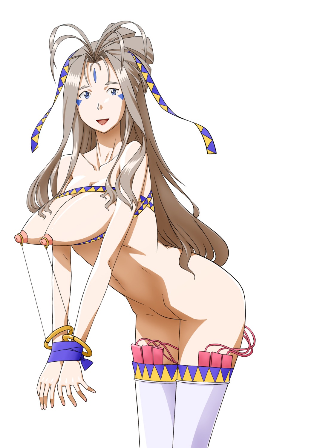 1girls antenna_hair ass belldandy big_breasts blue_hair bondage breasts facial_markings female goddess joy_division large_breasts leaned_forward light-skinned_female light_skin long_hair nipples nude oh_my_goddess! pale-skinned_female pale_skin rule34 shaved_crotch stockings thighhighs vibrator wide_hips