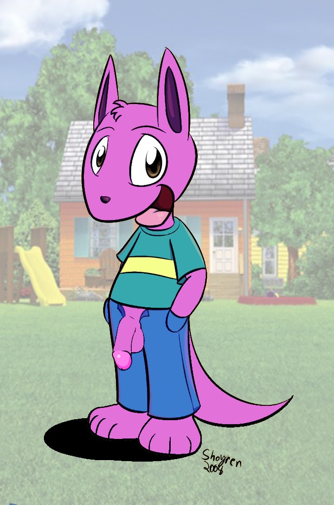 1boy 2000s 2000s_(style) 2000s_and_2010s_style 2008 4_toes anthro anthro_only artist_request artist_signature austin_(backyardigans) backyardigans balls barefoot blue_sky brown_eyes cloud day daytime facing_viewer flaccid flaccid_penis full_body grass hands_in_pockets house humanoid humanoid_penis looking_at_viewer male male_only no_humans open_fly outdoors pants penis penis_out pink_body public_indecency rule34 slide solo t-shirt tagme testicles three-quarter_view tree uncensored wooden_house