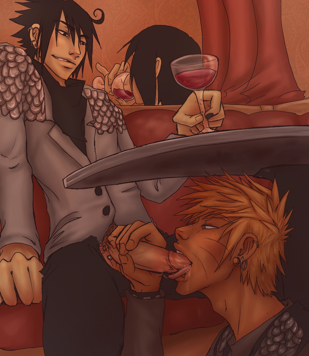 2boys blue_eyes earrings fellatio freckles human jewelry male male_only multiple_males naruto naruto_(series) oral penis penis_piercing piercing rule34 sasuke_uchiha skully_(artist) uncensored uzumaki_naruto whisker_markings yaoi