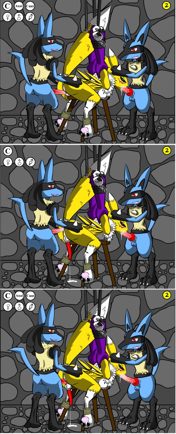 anthro balls breasts canine crossover death_battle digimon digimon_(species) female full-package_futa futanari herm hermaphrodite hornydragon intersex lucario male multi_genitalia penis pokemon pokemon_(species) pussy renamon rule34 tail