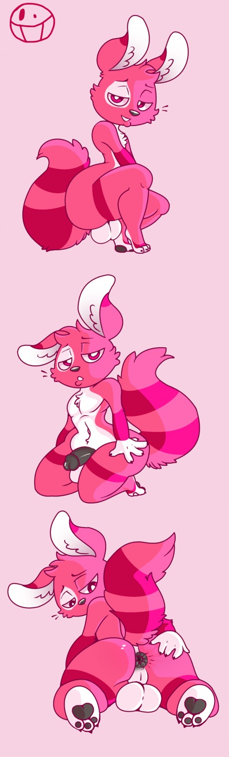 anus black_nose butt citra e621 femboy fluffy fluffy_tail forsakenmaddness fur genitals half-erect heart_symbol hi_res humanoid_genitalia humanoid_penis male mammal nude paws penis pepper_(forsakenmaddness) pink_body pink_eyes pink_fur ryarik solo spread_butt spread_legs spreading tail white_body white_fur