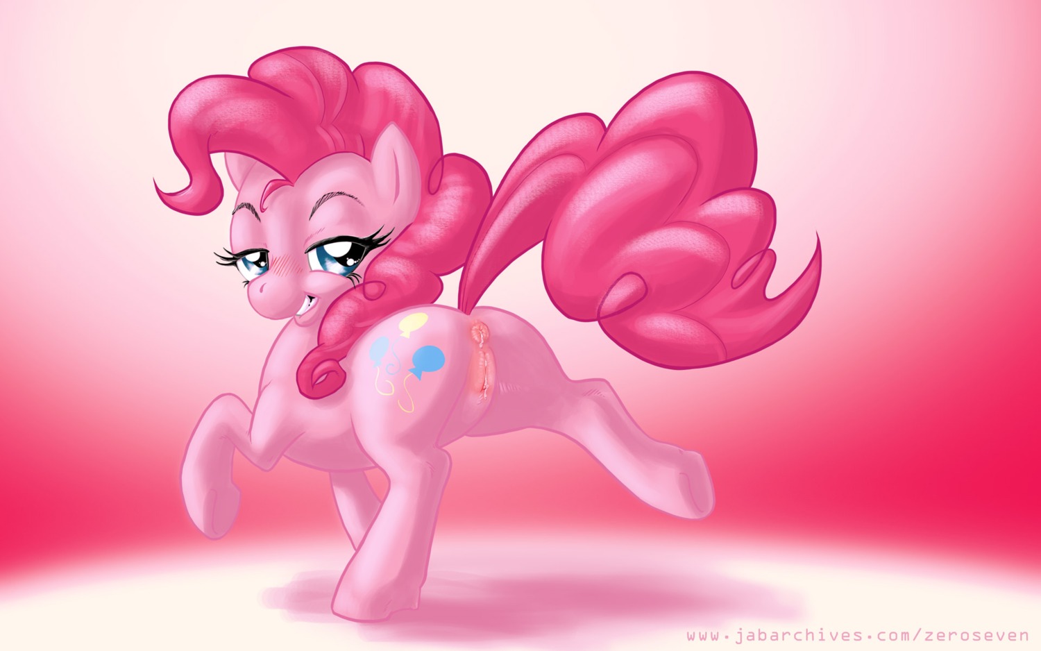 16:10 2011 anus blue_eyes blush butt cutie_mark e621 earth_pony equid equine female feral friendship_is_magic fur genitals hair hasbro hi_res horse looking_back mammal my_little_pony pink_background pink_body pink_fur pink_hair pink_theme pinkie_pie_(mlp) pony quadruped simple_background solo tail vulva widescreen zeroseven