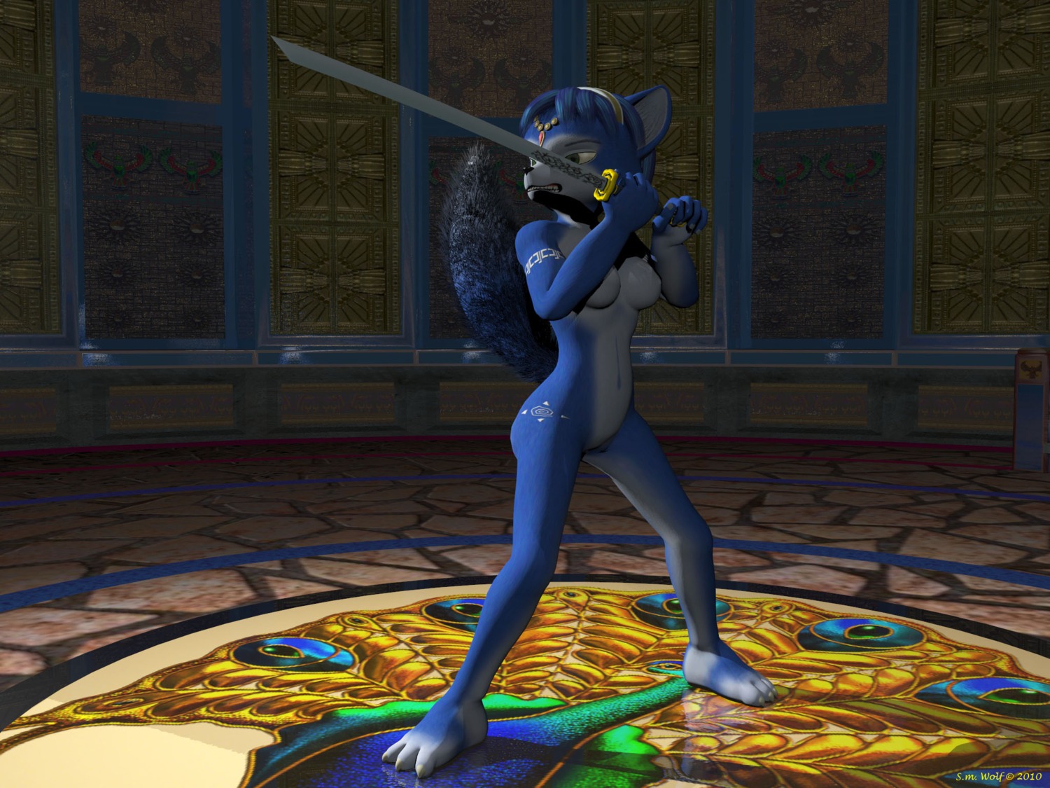 3d anthro color female female_only fox fur furry krystal krystal_(littledragon) rule34 solo star_fox tagme