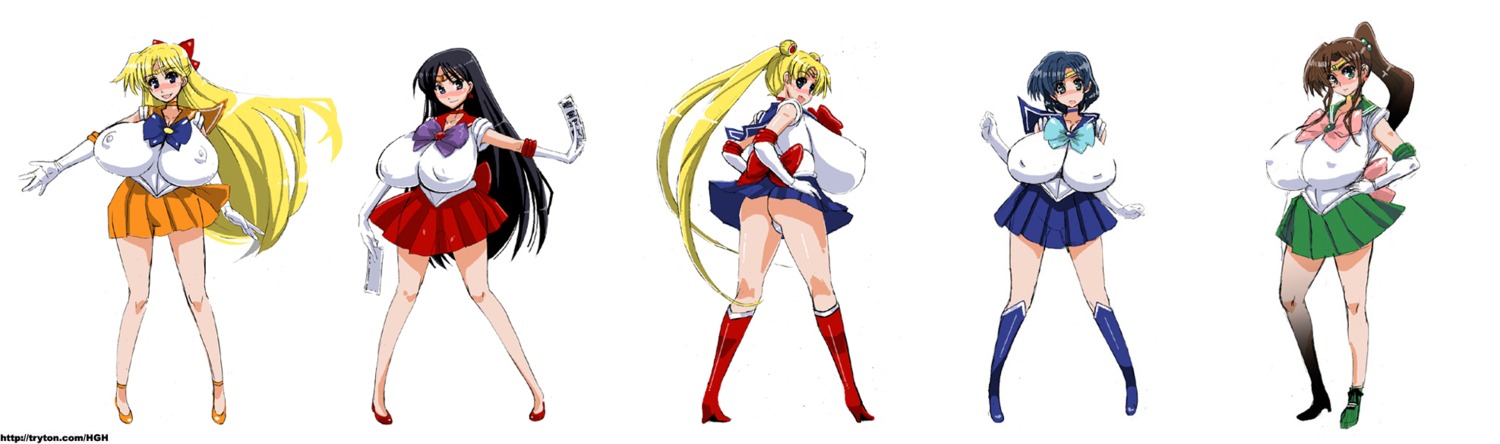5girls ami_mizuno ass bishoujo_senshi_sailor_moon blush bow breasts cleavage clothing erect_nipples erect_nipples_under_clothes female female_only gigantic_breasts hg_chagawa high_heel_boots high_heels highres huge_breasts human large_breasts makoto_kino minako_aino multiple_females multiple_girls nipples panties rei_hino rule34 sailor_jupiter sailor_mars sailor_mercury sailor_moon sailor_venus skirt smile straight_hair underwear usagi_tsukino