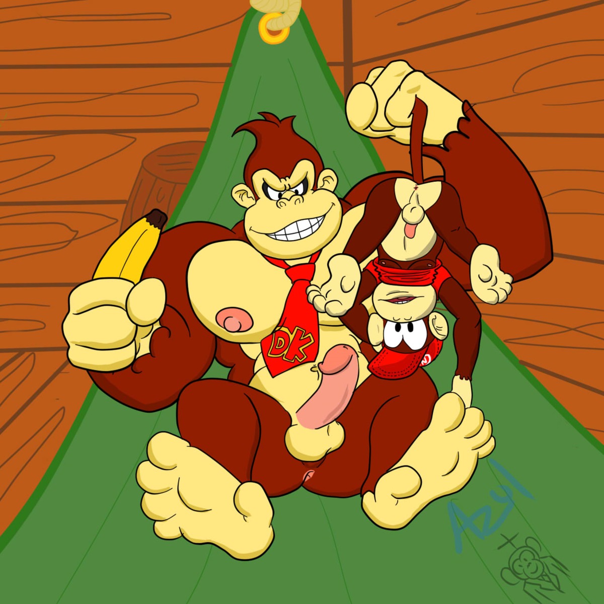 azul boner color diddy_kong donkey_kong donkey_kong_(series) erection furry incest kong male male_only monkey_feet monkeysuit multiple_males nintendo nude prehensile_feet rule34 yaoi
