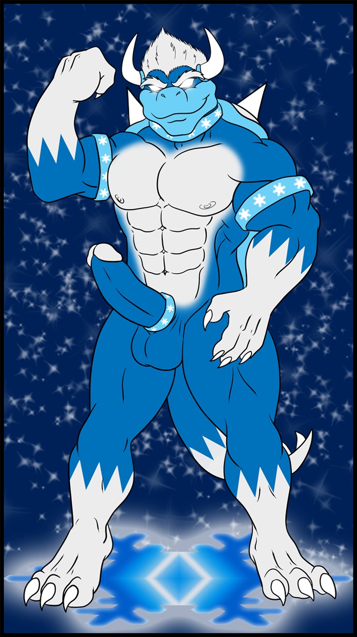 2013 abs accessory anthro armband athletic balls biceps big_balls big_muscles big_penis biped blue_body blue_penis blue_skin brumal claws cock_ring collar darius_koopa e621 empty_eyes erection flexing genitals glowing glowing_eyes grin hair hi_res horn humanoid_genitalia humanoid_penis jewelry koopa looking_at_viewer male mario_bros muscular muscular_anthro muscular_male nintendo nipples nokamarau non-mammal_balls nude pecs penis penis_accessory penis_jewelry pose presenting scalie shell smile snowflake solo spikes standing toe_claws white_body white_eyes white_hair white_skin