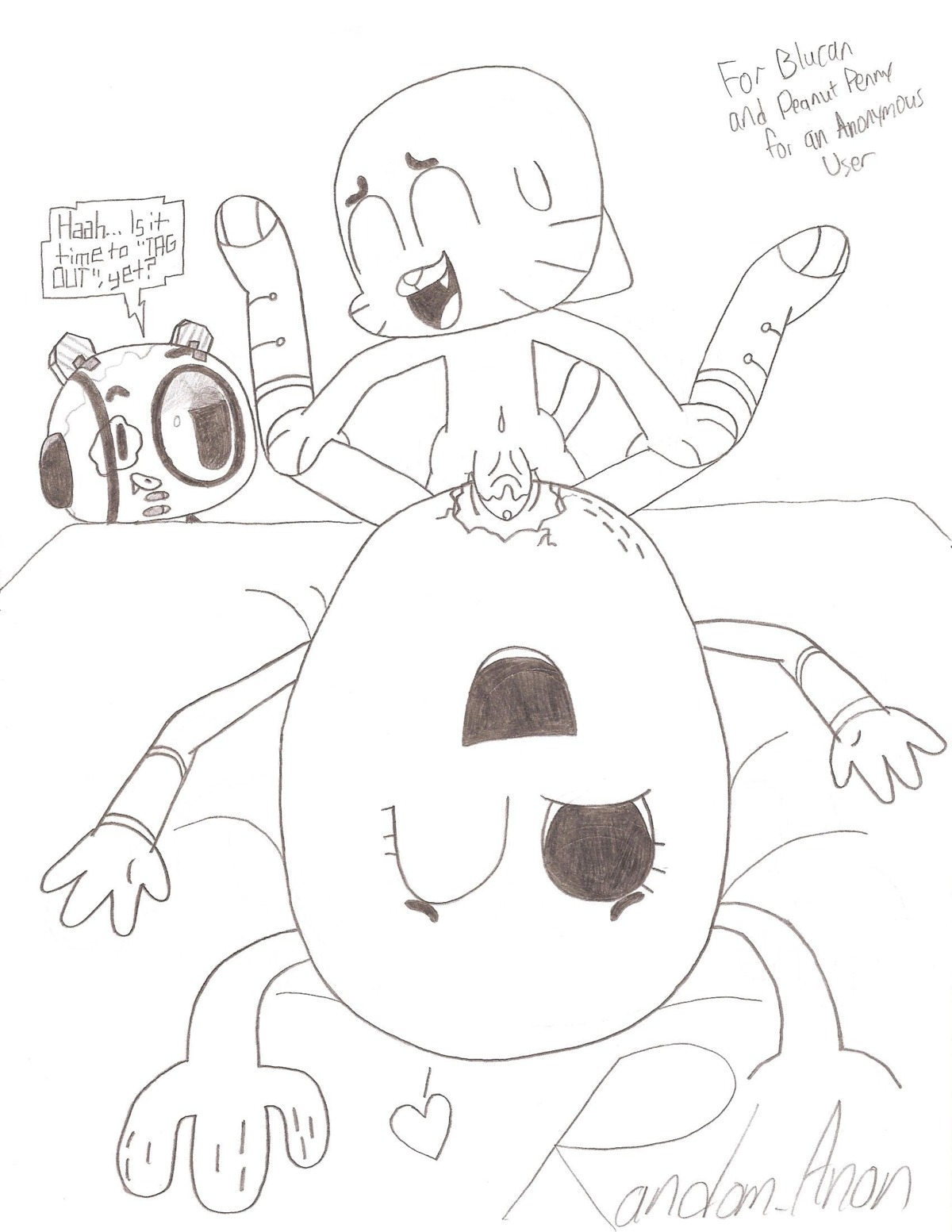 1girls 2boys anthro bare_arms bare_shoulders bobert_(tawog) cartoon_network closed_eyes completely_naked completely_nude dialogue domestic_cat english english_dialogue english_text eyes eyes_closed feline female female_penetrated furry gumball_watterson lying lying_on_back lying_on_bed male male/female male_penetrating male_penetrating_female naked naked_male no_clothes no_humans no_panties no_underwear nude nude_male one_eye_closed one_eye_open open_mouth open_smile peanut penetration penis penny_fitzgerald penny_fitzgerald_(peanut) pussy random_anon robot robot_boy rule34 sex smile smiling text text_box text_bubble the_amazing_world_of_gumball vagina vaginal vaginal_penetration vaginal_sex