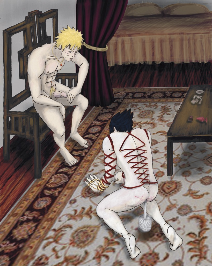 2boys corset_piercing gay human male male_only multiple_boys multiple_males naruto naruto_(series) penis rule34 sasucuck sasuke_uchiha straight_hair toilet_brush uncensored uzumaki_naruto yaoi