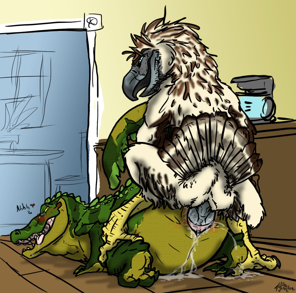 accipitrid accipitriform all_fours alligator alligatorid animal_genitalia anthro anthro_on_anthro avian avian_butt beak bird blue_eyes blush bodily_fluids claws cloaca cloacal cloacal_knotting cloacal_penetration cloacal_penis crocodilian cum cum_in_cloaca cum_in_vagina cum_inside digitigrade doggystyle duo e621 eagle ejaculation erection female female_penetrated from_behind_position genital_fluids genitals hi_res interspecies jesie jesie_(character) knot knotting male male/female male_penetrating male_penetrating_female nude open_mouth orgasm penetration penile penile_penetration penis penis_in_vagina philippine_eagle pink_tongue rear_view reptile scalie semi-anthro sex simple_background teeth tongue vaginal vaginal_fluids vaginal_knotting vaginal_penetration vaginal_squirting vulva yellow_eyes