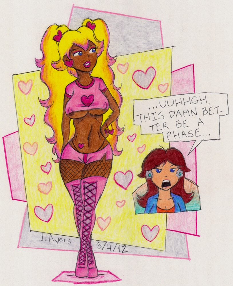 alternate_skin_color bimbo blonde_hair dark-skinned_female dark_skin drawn female human mario_(series) mdetector5 nintendo princess_daisy princess_peach rule34 tanned_skin
