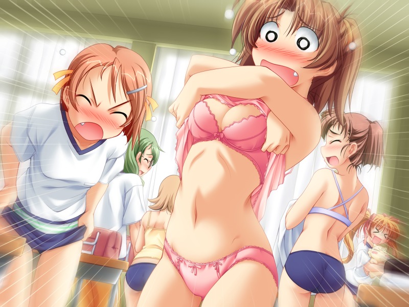 6+girls 6girls arai_hiromi blush brown_hair classroom female game_cg green_hair gym_uniform male multiple_boys multiple_females multiple_girls multiple_males nishimoto_yuuki nonomiya_nodoka princess_waltz rule34 school suzuki_keiko tateyama_kazuko underwear uniform