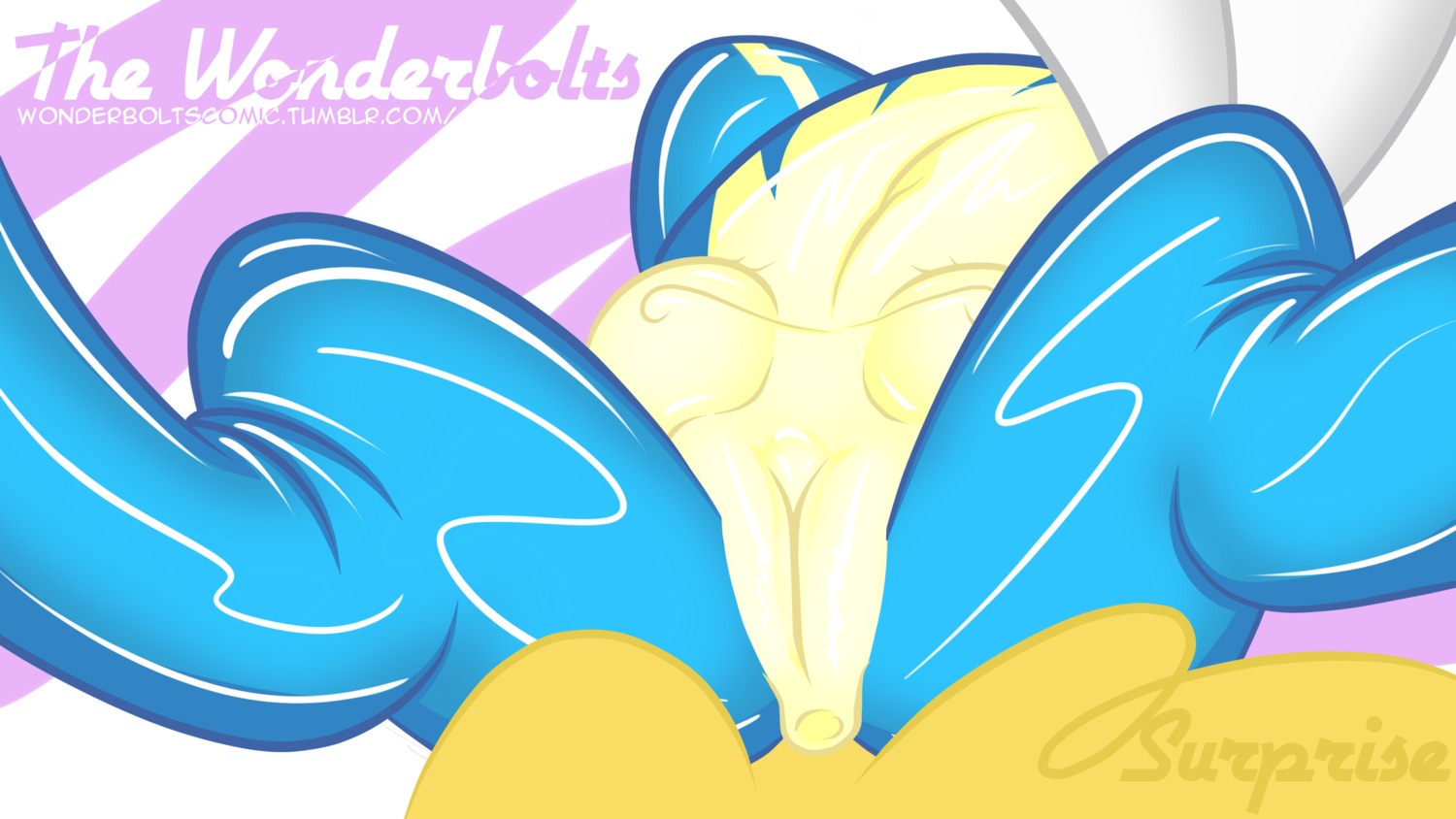 16:9 2012 absurd_res anus clothing e621 english_text equid equine faceless_character faceless_female feathered_wings feathers female friendship_is_magic genitals hair hasbro hi_res latex mammal my_little_pony mythological_creature mythological_equine mythology orange_hair pegasus skinsuit solo surprise_(g4) taharon tail teats text tight_clothing vulva white_body white_feathers widescreen wings wonderbolts_(mlp)