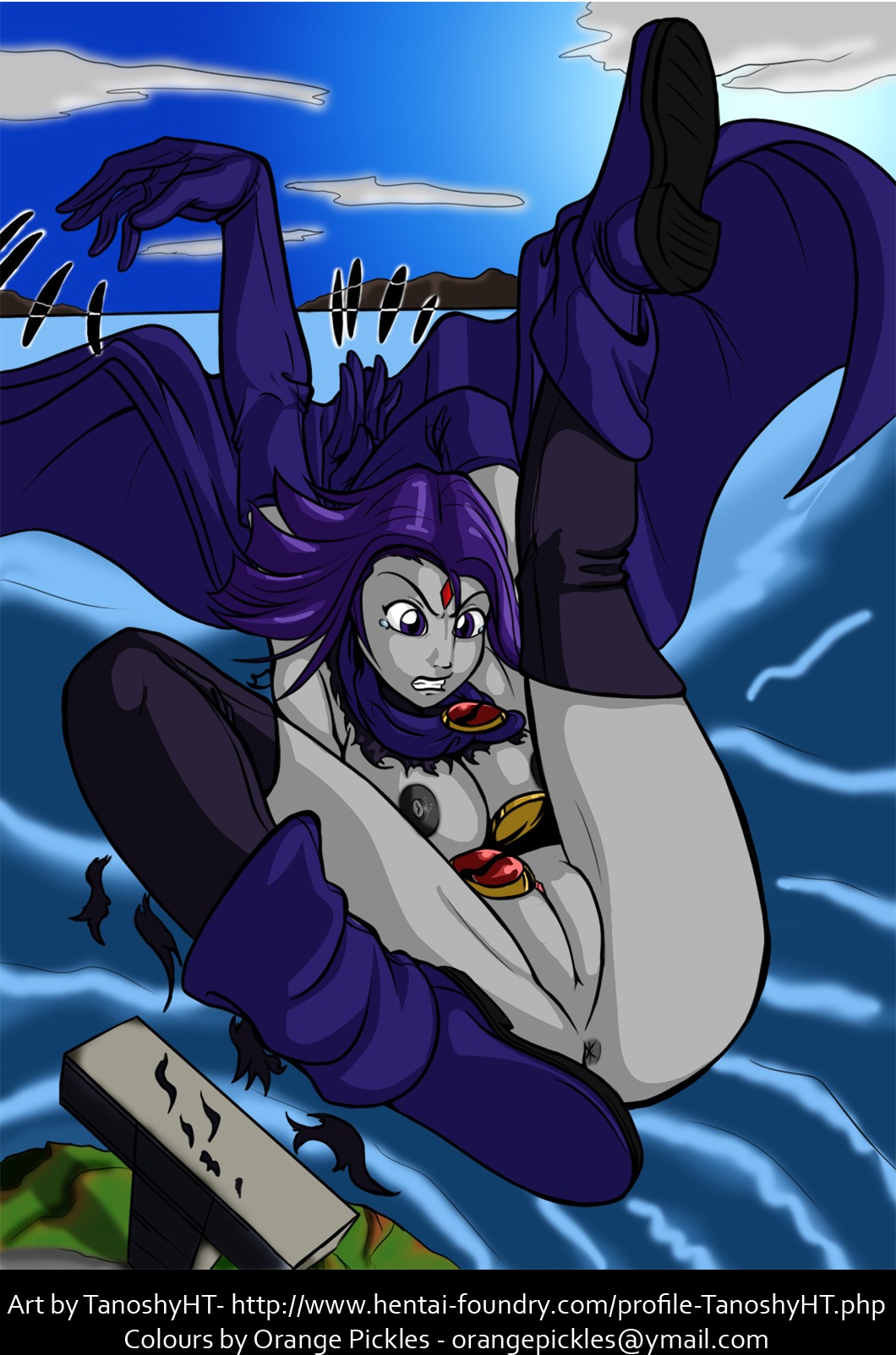 dc dc_comics dimsumboy22 female purple_hair rachel_roth raven_(dc) rule34 straight_hair tanoshyht teen_titans