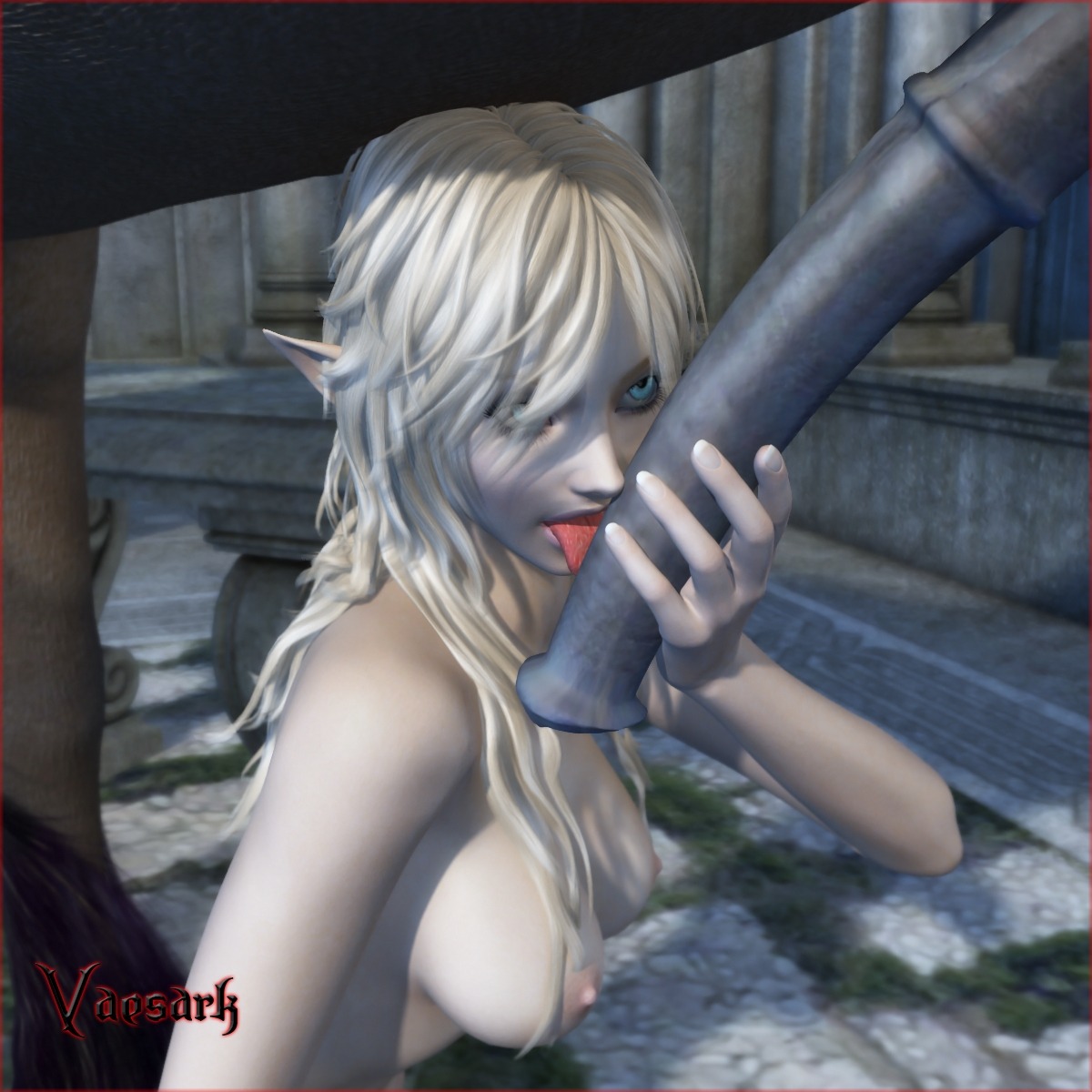 1:1 3d_(artwork) animal_genitalia animal_penis bestiality blonde_hair breasts digital_media_(artwork) duo e621 elf equid equine equine_genitalia equine_penis erection faceless_character faceless_male fellatio female female_focus female_on_feral feral genitals hair hi_res horse humanoid humanoid_on_feral interspecies licking male male/female male_on_humanoid mammal nipples not_furry_focus nude oral penile penis penis_lick realistic_feral sex solo_focus tongue tongue_out vaesark