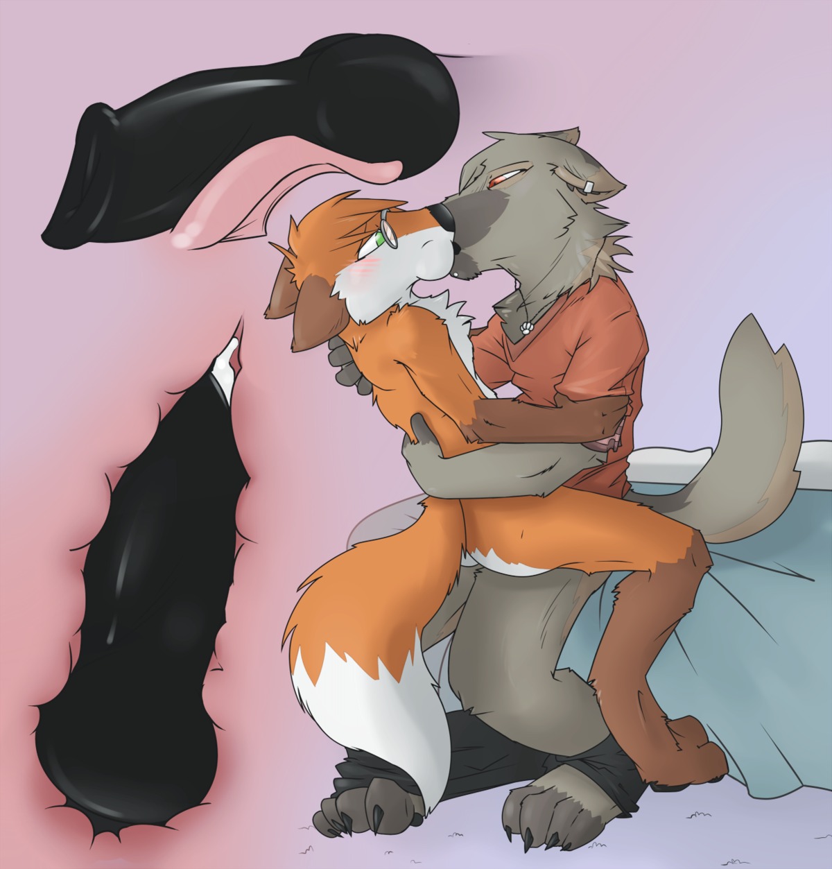 2011 anal anal_knotting anal_penetration animal_genitalia animal_penis anthro anthro_on_anthro arm_grab black_nose black_penis blush bodily_fluids bottomwear bottomwear_down brown_body brown_fur butt canid canine canine_genitalia canine_penis canine_penis_tongue canis cheek_bulge chest_tuft clothed clothed_sex clothing cum cum_in_ass cum_inside cutaway dipstick_tail domestic_dog duo e621 ear_piercing ears_back erection eye_contact eyewear feet fellatio fingerless_(marking) footprint fox french_kissing from_behind_position fur fur_markings genital_fluids genitals glasses gloves_(marking) green_eyes hi_res internal internal_kiss jewelry kipfox kiss_on_lips kissing knot knotting leg_markings licking looking_at_another looking_at_partner male male/male male_penetrated male_penetrating male_penetrating_male mammal markings multicolored_body multicolored_fur multicolored_tail necklace nude oral oral_knotting oral_penetration orange_body orange_eyes orange_fur pants pants_down partially_clothed pawprint paws penetration penile penis penis_lick penis_tongue piercing pink_background pivoted_ears purple_background red_eyes red_fox sex shirt simple_background sitting socks_(marking) syynx syynx_(character) tail tail_markings tan_body tan_fur toeless_(marking) tongue tongue_out topwear true_fox tuft unusual_anatomy unusual_genitalia_placement unusual_penis_placement what white_body white_fur