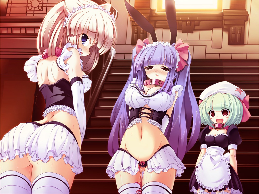 blonde_hair female female_only long_hair maid multiple_females multiple_girls original purple_hair rule34 short_hair straight_hair thighhighs torisan