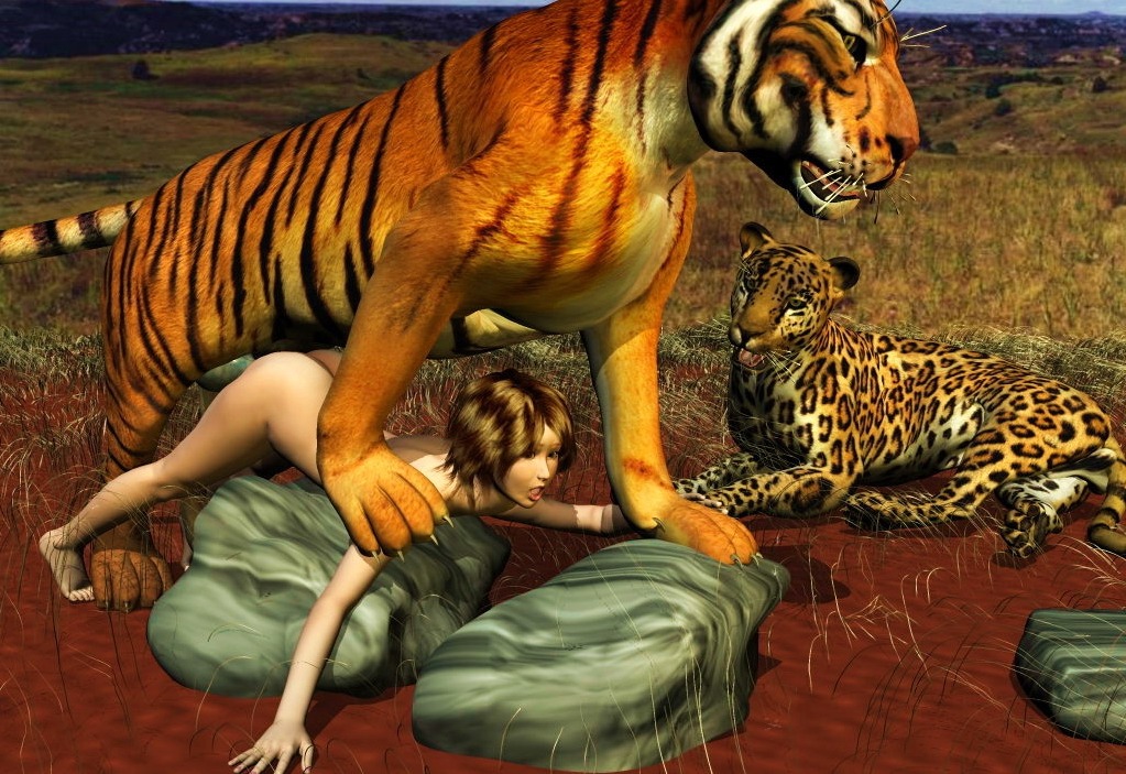 3d_(artwork) bestiality chi' digital_media_(artwork) e621 felid female female_on_feral feral group human human_on_feral interspecies leopard male male/female mammal pantherine realistic_feral tail tiger